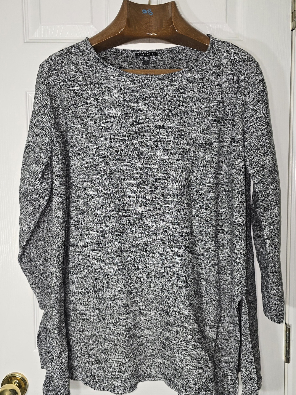 Eileen Fisher Black and White Marled Knit Top Scandigirl Softgirl Business